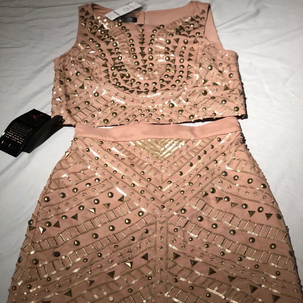 **SOLD** bebe blush studded matching top and skirt